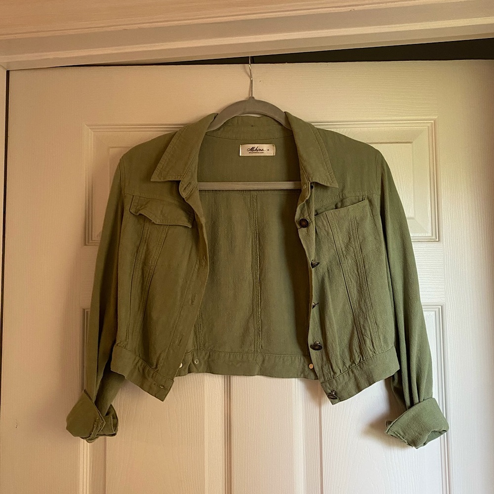 Green linen jacket